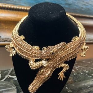 Gold Crocodile Statement Necklace